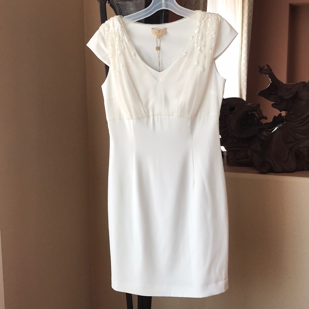 Ports white dress with sheer and sequins